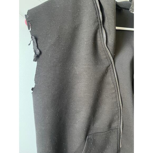 Meitongchen Black Reworked Grunge Style Hooded Vest - Picture 2 of 4